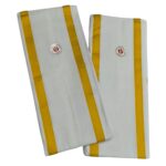 Shri Bhargavas | White Angavastram with Zari Border | Handloom Weaved Angavasthram | Pack of 2 - Image 2