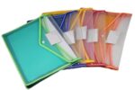 Staprico A4 Transparent Document Bag with 3 Pocket (Pack of 2) – Multi-Color Poly-Plastic File Folders with Snap Button Closure, Expandable Waterproof Envelope Organizers for Certificates - Image 2