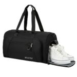 Storite Nylon 50.5cm Travel Duffel Bag for Men & Women with Dry & Wet Pocket, Lightweight Water Resistant Luggage Bag with Shoe Compartment (Black, 50.5x23x28cm) - Image 2