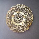 Surah Ikhlas Shiny Gold Metal Wall Clock 15 Inch Round Stainless Steel - Image 2