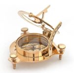 TARANO Brass Sundial Compass for Hiking, 3 Inches Nautical Compass for Outdoor, Pocket Compass Hiking, Camping Maritime Vintage Brass Sundial Compass, Wedding Gift - Image 2
