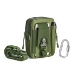 Tactical Mobile Pouch for Men | Army Green Nylon Waist Bag with Adjustable Shoulder Strap & Carabiner | Multi-Pocket Outdoor Belt Bag for Phone, Travel, Hiking & Camping (Green) - Image 2