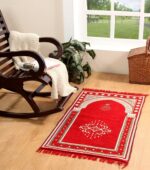 Traditional Prayer Mat (Red, Chenille, Standard) - Image 2