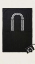 Traveling Janamaz Prayer Mat | Black Lightweight Waterproof Portable Janamaj | Full Size Prayer Rug with Compact Zippered Pouch - Image 2