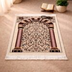 Turkish Premium Velvet Janamaz Prayer Mat | Soft Thick Mussalla Namaz Mat for Muslims | Anti-Slip Base & Elegant Turkish Design | Comfortable Muslim Prayer Mat for Salah & Namaz (Cream) - Image 2