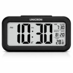UNICRON Digital Alarm Clock with Auto Sensor, Time, Date, Temperature Display & Silent Operations | Loud Alarm for Heavy Sleepers | Desk Table Clock for Students, Bedroom, Office (Black) - Image 2
