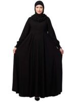 Umbrella Abaya with Elasticated Cuffs Made in Nida Matte Fabric - Simple Umbrella style Burqa for Women and Girls - Image 2