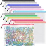 Umriox 12PCS Plastic Mesh Zipper Pouch, Zipper Bags, Letter Size/A4 Size Waterproof Document Pouch, for School Office Supplies and Travel Cosmetics Travel Accessories - Image 2