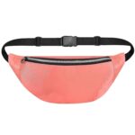 Unisex Waist Pack Travel Handy Hiking Zip Pouch Elegant Style Document Money Phone Belt Sport Bag Bum Bag for Men and Women Nylon Adjustable Strap (Peach Pink Metal Zip) - Image 2