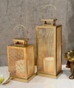 Urban Born Set of 2 Iron Lantern and Candle Tealight Holder for Home Decor Items | Candles for Home Decoration | Candle Holders for Home Decor | 2 Free led Lights (Pack of 2) (Gold) - Image 2