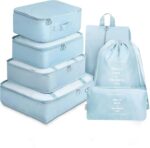 VIKINGS 7pcs Set Travel Organizer Packing Cubes Lightweight Travel Luggage Organizers with Laundry Bag or Toiletry Bag Laundry Organiser (7 Pcs, Blue) - Image 2
