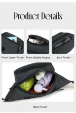 WILDHORN Nylon Waist Bag for Men & Women | Water Resistant Sling Bag with Multiple Pockets | Crossbody Chest Bag for Travel, Gym, Hiking & Daily Use | 30.5 x 5 x 14 cm (Dark Grey) - Image 2