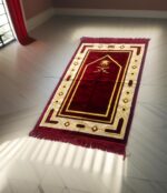 Weavers Villa Prayer Mat/Aasan/Meditation Mat - Velvet Mat for Pooja, Meditation, Namaz - Maroon 70cm X 110cm - Perfect Aasan for Puja/Prayer - Floor Mat for Sitting, Multipurpose Rug - Image 2