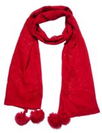 Women And Girls Trendy Rayon Rabbit Puff Scarves, Scarf, Stoles (Red) - Image 2