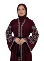 Women Firdous Fabric Embellished Abaya | Stone Work Design | Long Sleeve | Without Dupatta - Image 2