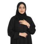 Women Firdous Fabric Solid Abaya Burqa with Floral Embroidery Sleeve | Classic Fit | Without Dupatta - Image 2