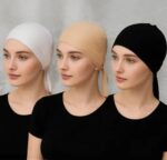 Women Pure Cotton Plain Muslim Women & Girls Under Hijab Cap, Hijab cap, Underscarf/Under scarf, Hijab inner cap (BLACK, WHITE & GOLDEN) - Image 2