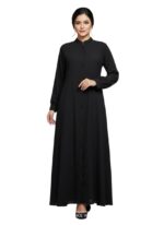 Women's Black Long Sleeve Button Front Burqa for women and girls chest is 44 inches and it is 56 inches long suitable up to 65kg body weight has NO DUPATTA - Image 2