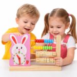 Wooden Abacus with Clock Learning Toy for Kids | Numbers, Counting & Time Learning | Montessori Abacus Tool & Memory Game for Toddlers & Preschoolers (3+ Years, Random Design) - Image 2