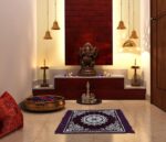 Zesture Weaved Velvet Prayer Mat - Premium Meditation & Pooja Rug, Size 22 x 22 Inches, Pack of 2 (Wine) - Image 2
