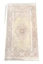 ihvan online Muslim Prayer Rug with 99 Beads Tasbih, Soft Chenille Sajadah, Lightweight & Foldable Janamaz, Portable Travel Prayer Mat, Islamic Gift for Eid, Ramadan, Hajj & Umrah, Pale Pink - Image 2