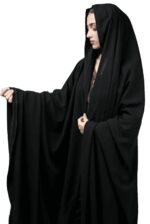 irani rida chadar for muslim women girls long black sleeveeless front open - Image 2