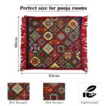 Kuber Industries Pack of 2 Velvet Finish Pooja mat for Sitting on Floor | Traditional Rangoli Print Aasan Puja Cloth for Home Mandir | Suitable for Prayer & Meditation | Red Rangoli - Image 3