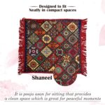 Kuber Industries Pack of 2 Velvet Finish Pooja mat for Sitting on Floor | Traditional Rangoli Print Aasan Puja Cloth for Home Mandir | Suitable for Prayer & Meditation | Red Rangoli - Image 5