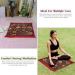 Kuber Industries Pack of 2 Velvet Finish Pooja mat for Sitting on Floor | Traditional Rangoli Print Aasan Puja Cloth for Home Mandir | Suitable for Prayer & Meditation | Red Rangoli - Image 6