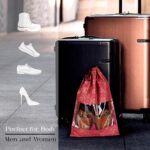Kuber Industries Shoe Bags | Shoe Bags for Travel | Drawstring Shoe Storage Bags | Storage Organizers Set | Shoe Cover with Transparent Window | Shoe Pouches | Golden-Print | Pack of 6 | Maroon - Image 6