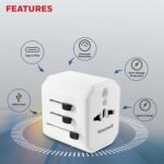Honeywell New Launch Universal Travel Adapter 12W, 3-in-1 Fast Charging, Universal Socket, TypeC, USBA, Worldwide Wall Charger for EU,US,UK & CN/AUS, Devices, 3Yr Manufacturer Warranty - Image 3