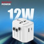 Honeywell New Launch Universal Travel Adapter 12W, 3-in-1 Fast Charging, Universal Socket, TypeC, USBA, Worldwide Wall Charger for EU,US,UK & CN/AUS, Devices, 3Yr Manufacturer Warranty - Image 6