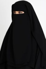Traditional Black Naqab Hijab, Full Coverage Islamic Veil, Lightweight Modest Wear for Women - Image 3