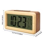Everwood kadio Digital Alarm Clock Battery Operated, Wooden Smart Night Light Digital Clock LCD Display, Snooze Function, Room Temperature, Small Clocks for Bedroom, Beside Desk, 13.48X3.81 Cm - Image 3