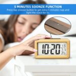 Everwood kadio Digital Alarm Clock Battery Operated, Wooden Smart Night Light Digital Clock LCD Display, Snooze Function, Room Temperature, Small Clocks for Bedroom, Beside Desk, 13.48X3.81 Cm - Image 5