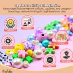 Toy Imagine DIY Bracelet Making Kit for Girls | 31-Compartment Beads Set with Charms, Alphabet Letters, Scissors & Elastic Strings | Jewelry Craft Kit for Kids Ages 6–14 - Image 4