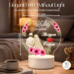Islamic Couple LED Night Lamp | Custom Name Acrylic Light Muslim Wedding Gift | Personalized Nikah Decor | Romantic Bedroom Table Lamp for Husband Wife Anniversary Present | 5.5x5.5 inch - Image 4