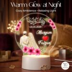 Islamic Couple LED Night Lamp | Custom Name Acrylic Light Muslim Wedding Gift | Personalized Nikah Decor | Romantic Bedroom Table Lamp for Husband Wife Anniversary Present | 5.5x5.5 inch - Image 5