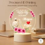 Islamic Couple LED Night Lamp | Custom Name Acrylic Light Muslim Wedding Gift | Personalized Nikah Decor | Romantic Bedroom Table Lamp for Husband Wife Anniversary Present | 5.5x5.5 inch - Image 7