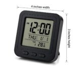 Digital Clock with LCD Display, Temperature, Date and Day, Black, Desktop Table Clock - Image 3