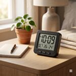 Digital Clock with LCD Display, Temperature, Date and Day, Black, Desktop Table Clock - Image 5