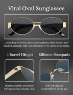 4Flaunt Retro Oval Sunglasses For Women & Men | Trending, Stylish & Durable Metal Frame Vintage 90s Sunglasses With UV 400 Protection Lenses - Image 6