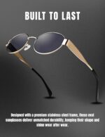 4Flaunt Retro Oval Sunglasses For Women & Men | Trending, Stylish & Durable Metal Frame Vintage 90s Sunglasses With UV 400 Protection Lenses - Image 7