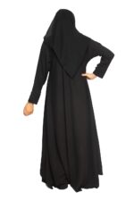 MODEST CITY Self Design Plain Black Front 4 Button Abaya or Burqa With Hijab for Women & Girls - Image 3