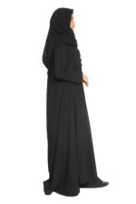 MODEST CITY Self Design Plain Black Front 4 Button Abaya or Burqa With Hijab for Women & Girls - Image 4