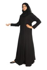 MODEST CITY Self Design Plain Black Front 4 Button Abaya or Burqa With Hijab for Women & Girls - Image 6