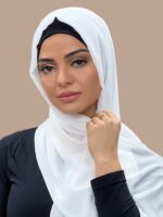 POIOTITA Premium Solid White Georgette & Chiffon Blend Hijab Scarf Dupatta for Women, Soft Lightweight and Breathable, Size-180 x 70cm - Image 3