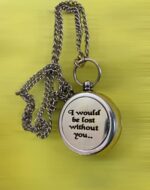 ANTIQUE COLLECTION Antique Brass Pocket Compass, Thoreau Quote Directional Locket Compass, Camping Equipment, Boat Compass for Hiking, Travelling - Silver Color - Image 4