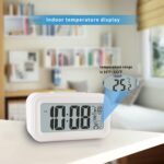 Digital Alarm Clock with Automatic Light Sensor – Battery Operated Desk Table Clock with Time, Date & Temperature Display, Compact LCD Alarm Clock for Bedroom, Home & Office (White) - Image 4