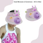 Perfect Pricee USB Rechargeable Cute Cartoon Styled Sun Visors Cap with 3 Gear Adjustable Wind Speed Fan UV Sun Protection Sunshade Hat Mini Empty Top Random Colur Multicolour - Image 3